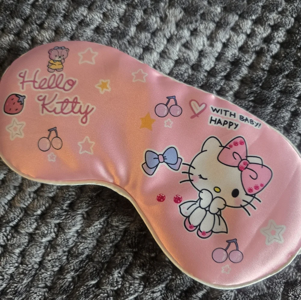 new Hello Kitty Sanrio Pink Sleep Mask Satin Travel Beauty Fashion Care Printed
